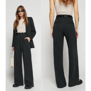 Reformation Black Wide Leg Trousers